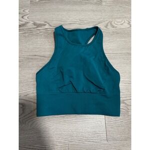 Lululemon Women's Sports‎ Bra High Neck Racerback Teal Athletic Top Size 4 Gym